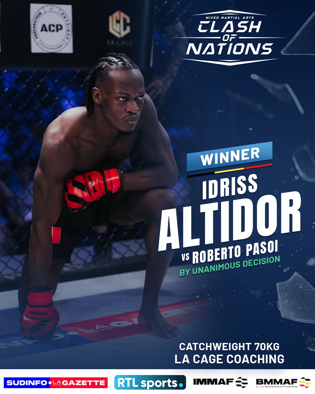 Official poster: Idriss Altidor defeats Roberto Pasoi by Unanimous decision