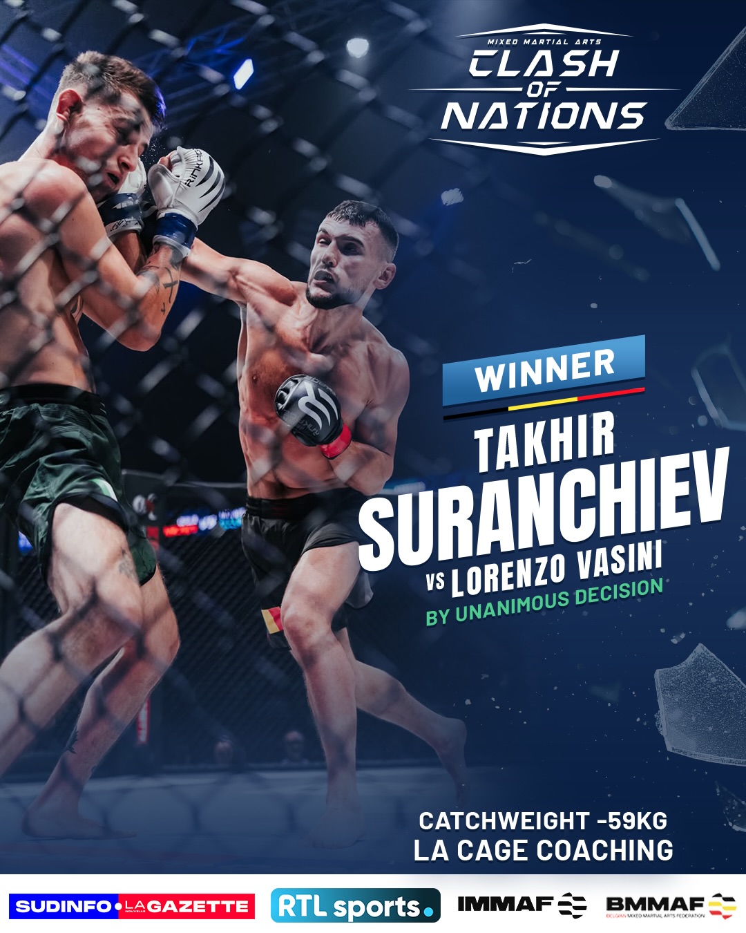 Official poster: Takhir Suranchiev defeats Lorenzo Vasini by Unanimous decision