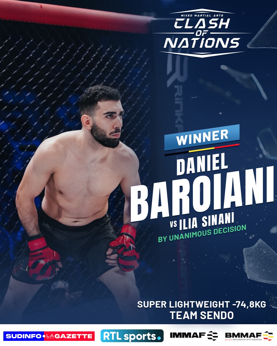 Official poster: Daniel Baroiani defeats Ilia Sinani by Unanimous decision
