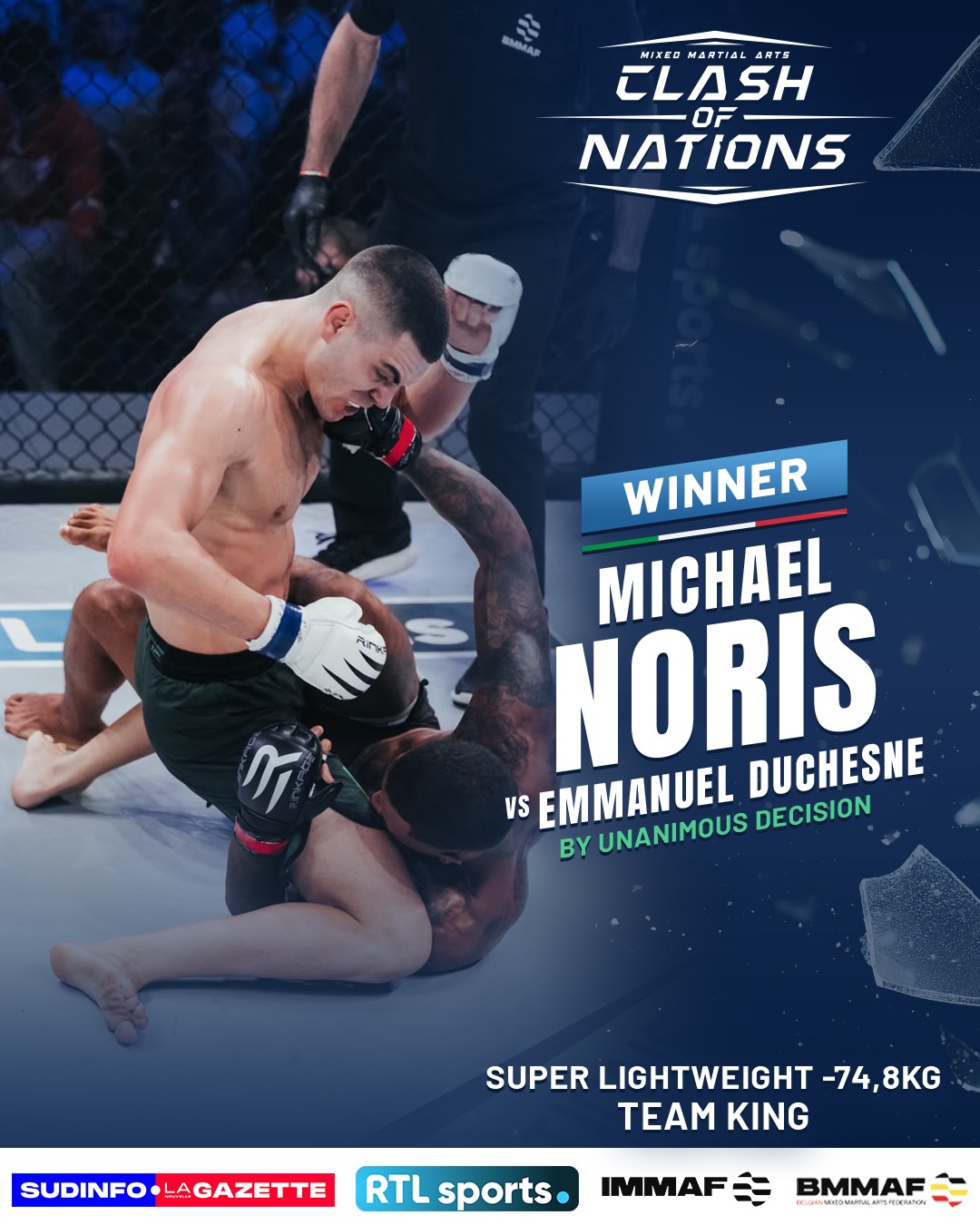 Official poster: Michael Noris defeats Emmanuel Duchesne by Unanimous decision